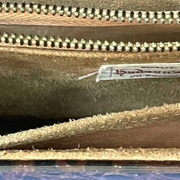 Vtg. 1950’s Hudson's Bay Co. LEATHER + SUEDE HANDBAG Embossed Croc/Gator/Snake - Picture 9 of 16